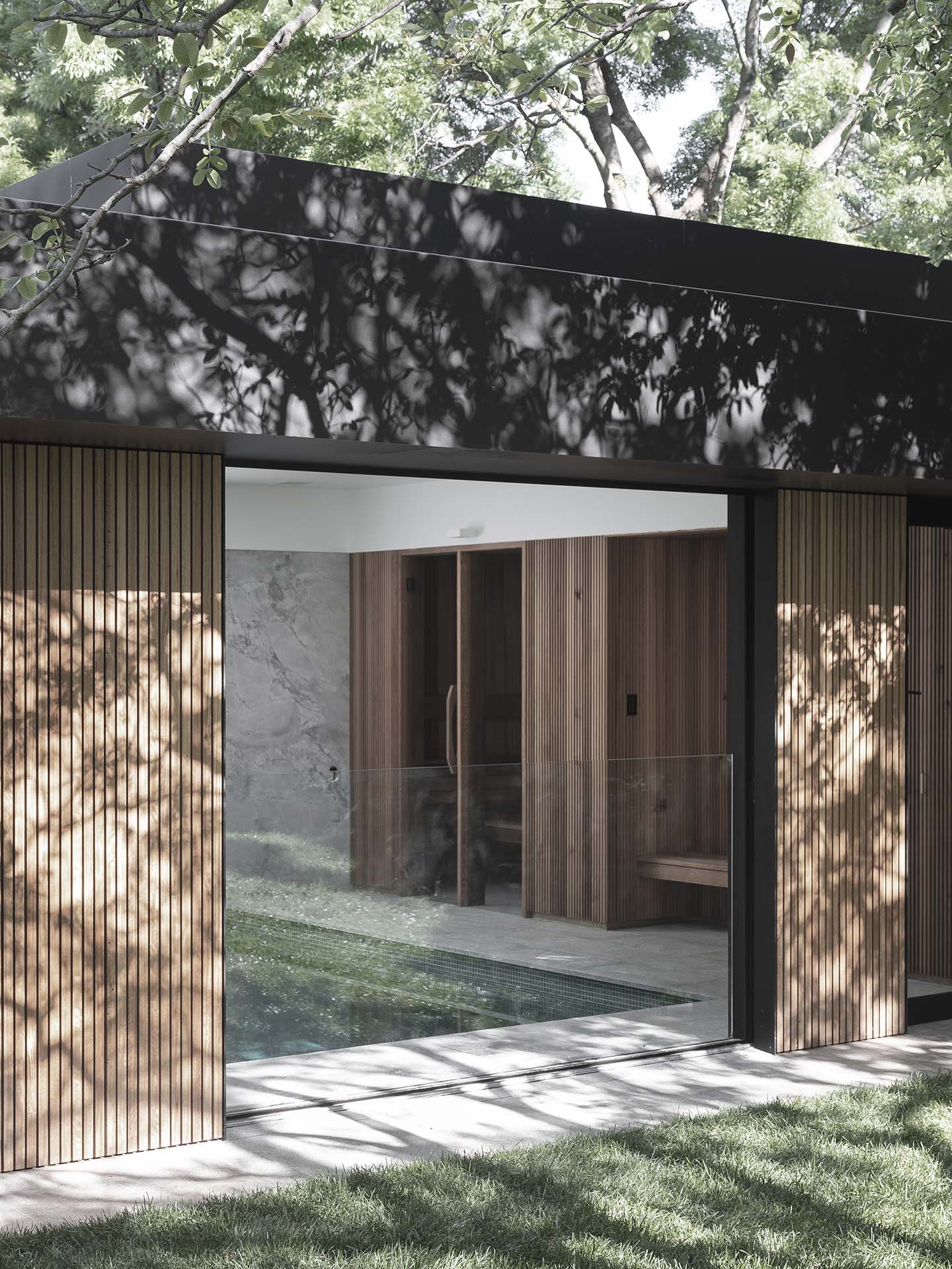 March Pool House by Source Architects, contemporary rural home with pool courtyard
